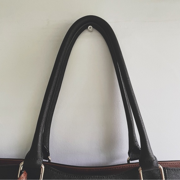 Calvin Klein Women’s Black & Brown Leather Textured Tote Shoulder Bag - Picture 6 of 10